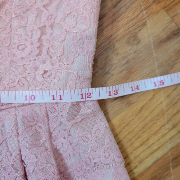 Vintage 1950s Pink Lace Cocktail Dress By Form Fit New York Knee Lenght - Picture 13 of 16